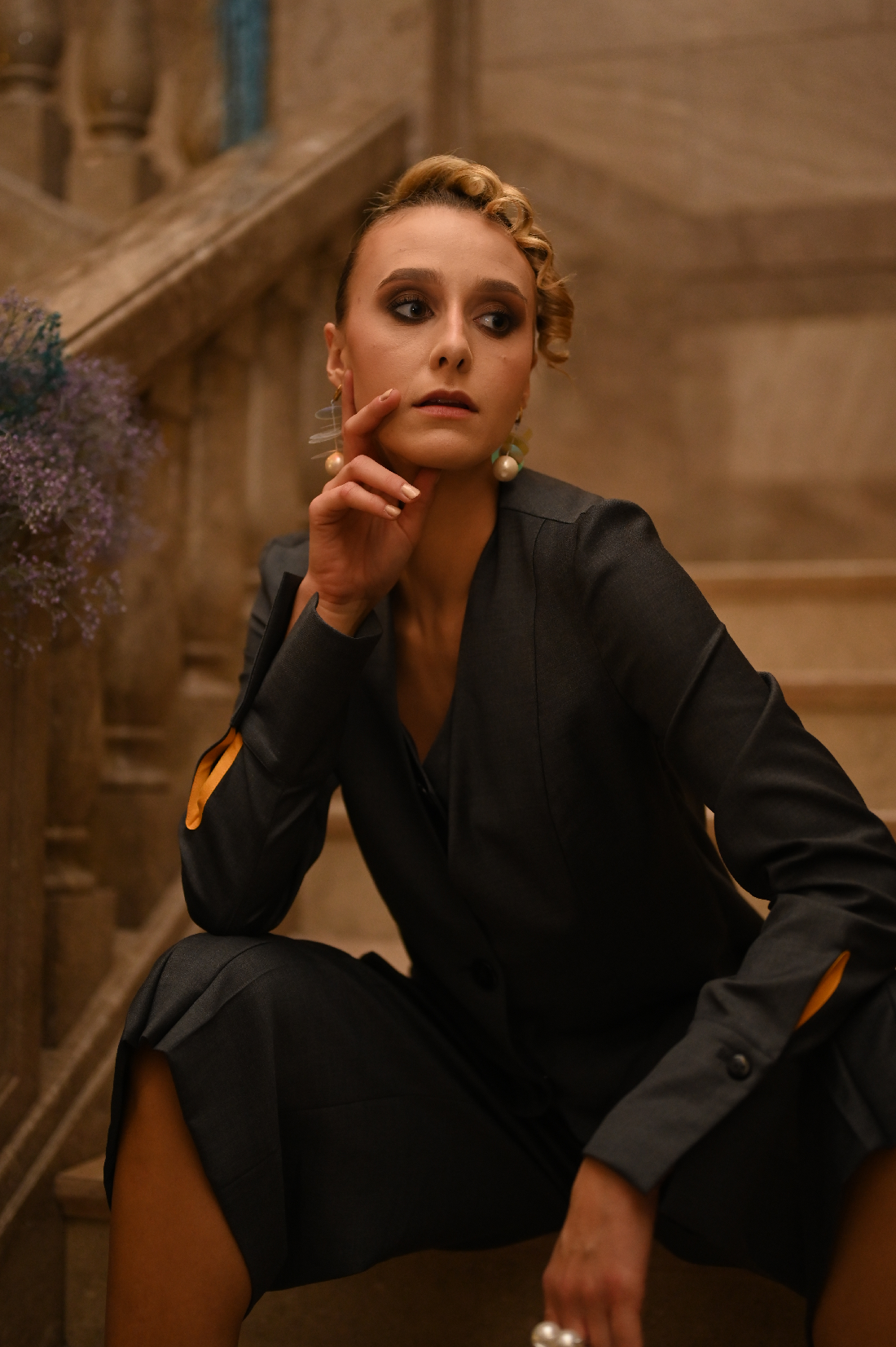 Yuna Miray Damen Blazer mit Manschette