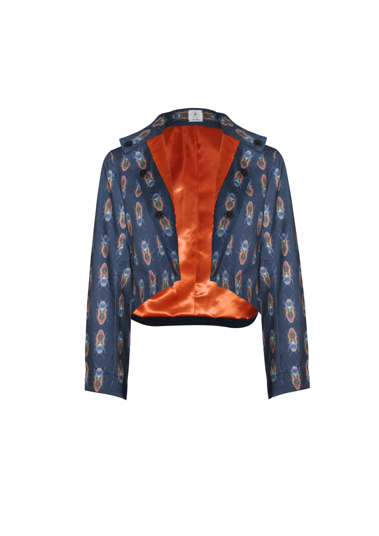 Yuna Miray taillierter Kurzblazer "the Jacket" mit Print
