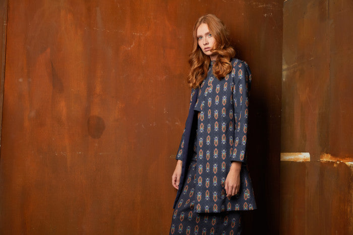 Yuna Miray Longblazer Mantel mit farbenfrohem Print "Coat"